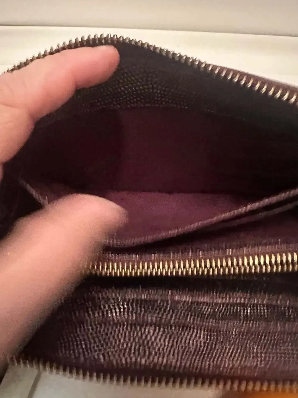 Tory Burch Metallic Purple Textured Leather Zip Around Continental Wallet